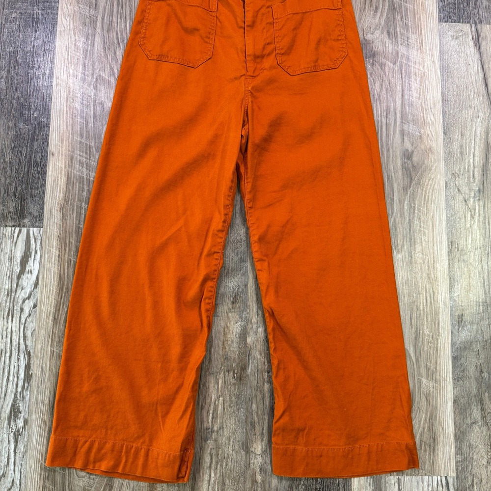 Maeve Pants Womens 4 Burnt Orange The Colette Wide Leg Linen Blend Cropped Pants - Picture 3 of 15